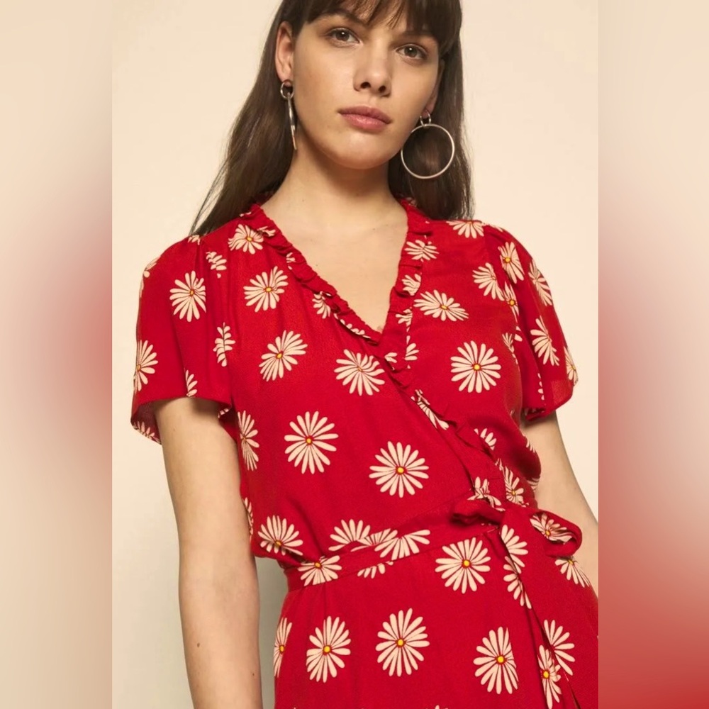 MADEWELL Ruffle-Edge Wrap Midi Dress in Daisy Daydream XS EXCELLENT CONDITION - Picture 2 of 6